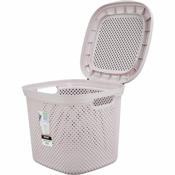 سبد رخت دربدار کوچک طرح بافت لیمون