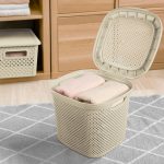 سبد رخت دربدار کوچک طرح بافت لیمون