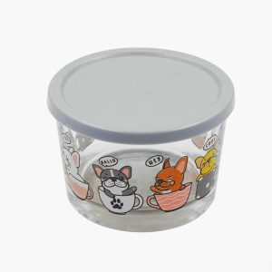 ظرف شیشه ای درب دار 190 میل چاپدار