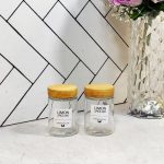 جا ادویه شیشه ای 110 سی سی درب چوبی لیمون