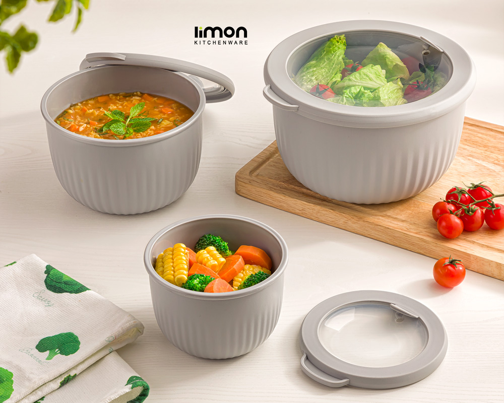 ست کاسه گرد دربدار لیمون