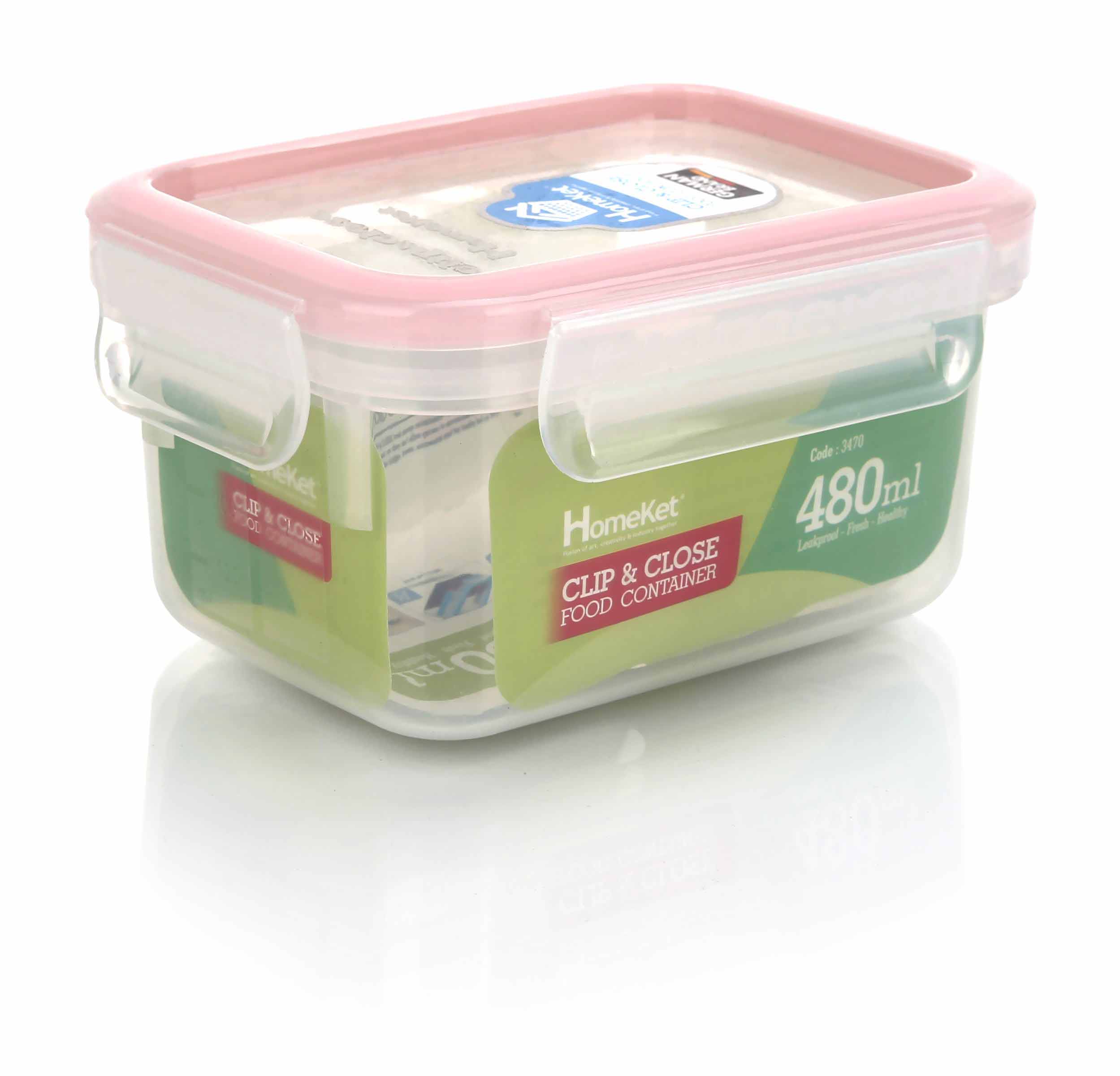 ظرف فریزری مستطیل 480 میلی لیتری هوم کت