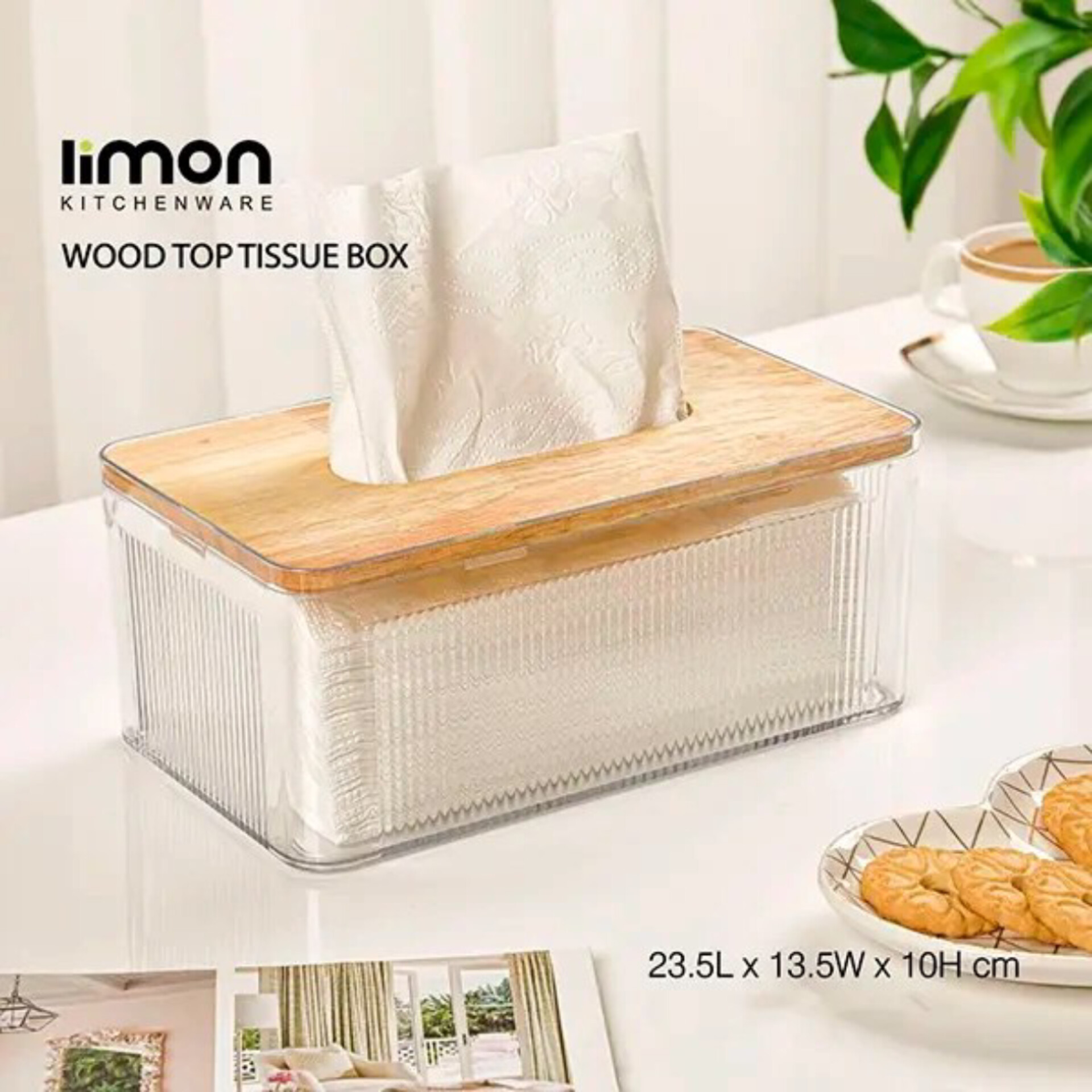 جعبه دستمال کاغذی رویه چوبی لیمون