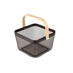 سبد مربع فلزی دسته چوبی لیمون