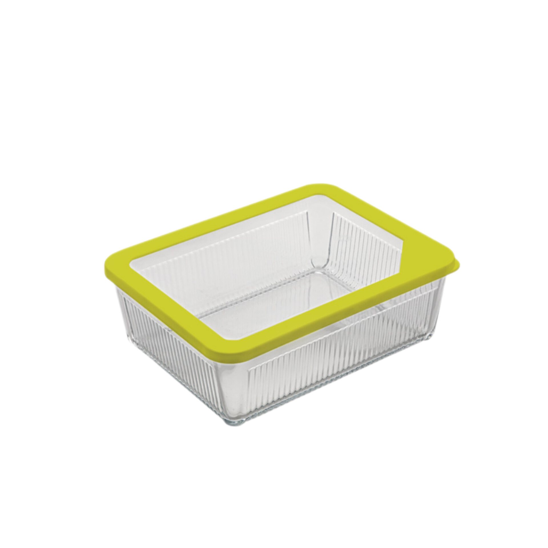 ظرف شیشه ای دربدار شیاردار 2/25 لیتر لیمون