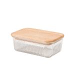 ظرف شیشه ای در چوبی 450 میلی لیتر لیمون