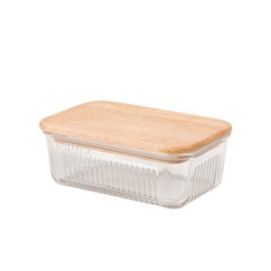 ظرف شیشه ای در چوبی 450 میلی لیتر لیمون