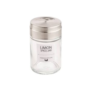 جا ادویه شیشه ای 140 سی سی درب استیل لیمون