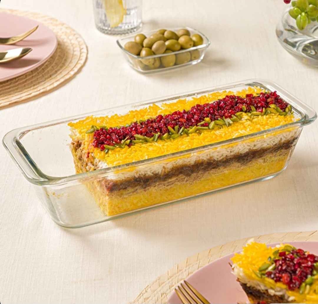 تابه مستطیل شیشه ای 1/7 لیتری لیمون