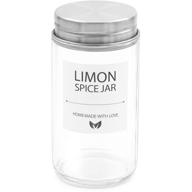 جا ادویه شیشه ای 100 سی سی درب استیل لیمون