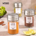 جا ادویه شیشه ای 140 سی سی درب استیل لیمون