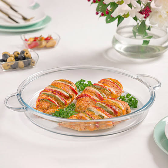 تابه گرد شیشه ای 3/4 لیتری لیمون