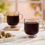 فنجان شیشه ای پایه دار 220 سی سی لیمون