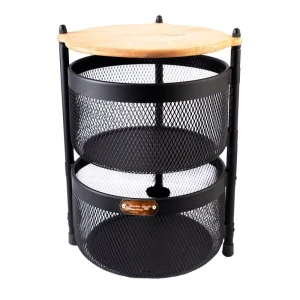 سبد سیب زمینی و پیاز 2 طبقه گرد چوبی آسمان