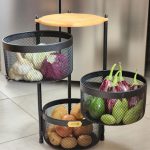 سبد سیب زمینی و پیاز 3 طبقه گرد چوبی آسمان