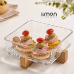 ظرف سرو پایه چوبی لیمون