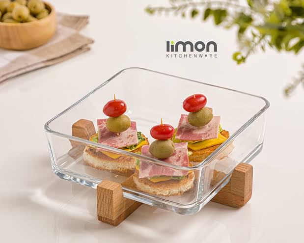 ظرف سرو پایه چوبی لیمون